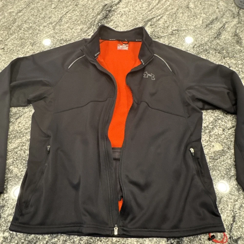 Under Armour Jacket Fleece Mens XXL Black Gray‎ Full Zip Cold Gear Storm Running